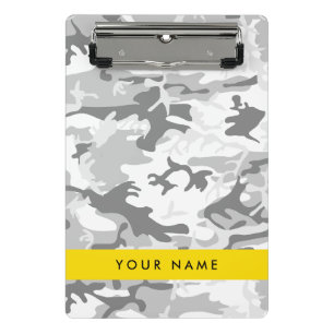 Winter Snow Grey Camouflage Your name Personalize Mini Clipboard