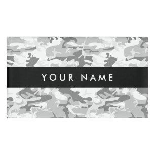 Winter Snow Grey Camouflage Your name Personalize Name Tag