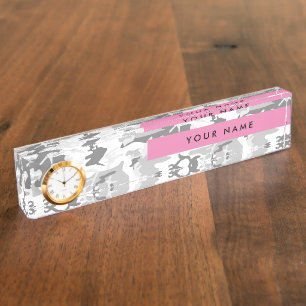 Winter Snow Grey Camouflage Your name Personalize Nameplate