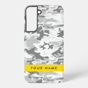 Winter Snow Grey Camouflage Your name Personalize Samsung Galaxy Case