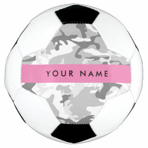 Winter Snow Grey Camouflage Your name Personalize Soccer Ball