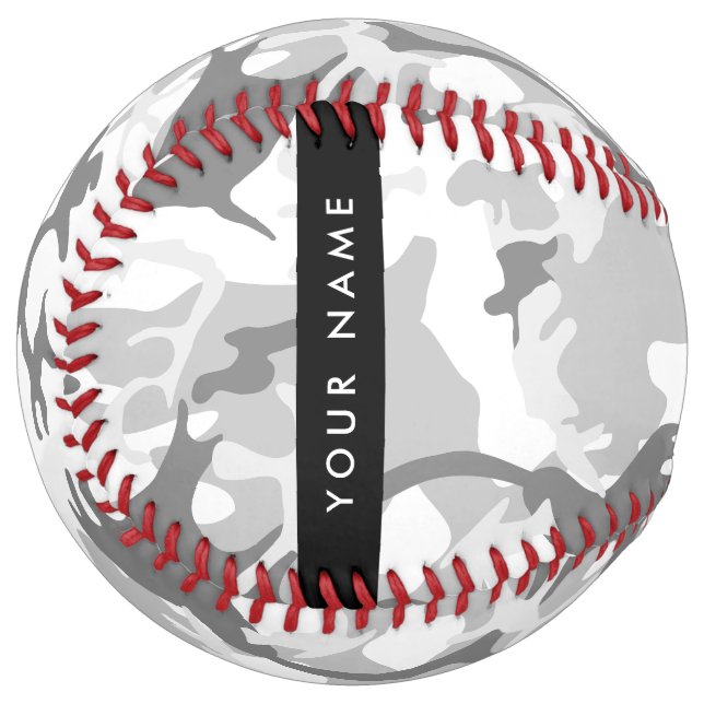 Winter Snow Grey Camouflage Your name Personalize Softball (Front Left)