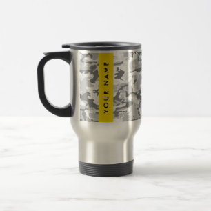 Winter Snow Grey Camouflage Your name Personalize Travel Mug
