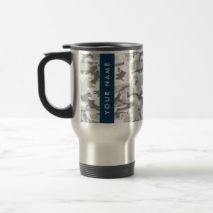 Winter Snow Grey Camouflage Your name Personalize Travel Mug