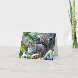 Winter Snow ... Grey (Grey) Squirrel Holiday Card
