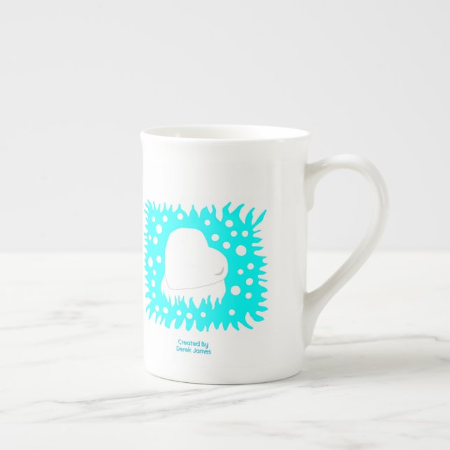Winter Snow Heart Bone China Mug (Right)