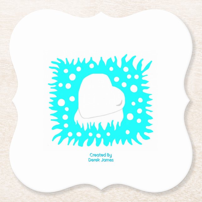 Winter Snow Heart Bracket Paper Coaster (Front)