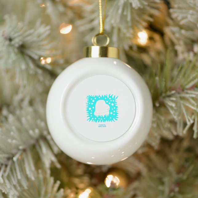 Winter Snow Heart Ceramic Round Ornament (Tree)