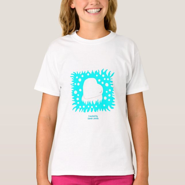 Winter Snow Heart Girls White Basic T Shirt (Front)