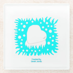 Winter Snow Heart Glass Coaster