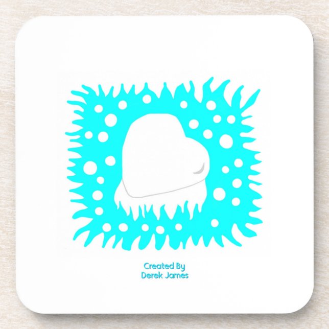 Winter Snow Heart Hard Plastic Coaster (Front)