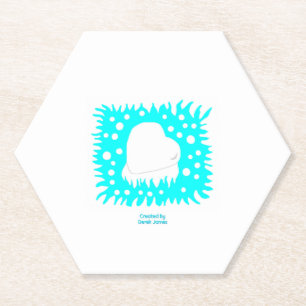 Winter Snow Heart Hexagon Paper Coaster