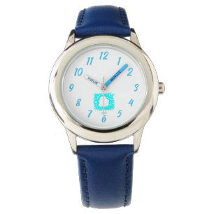 Winter Snow Heart Kids Blue Leather Watch