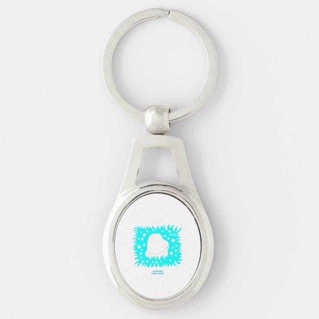 Winter Snow Heart Oval Keychain (Front)