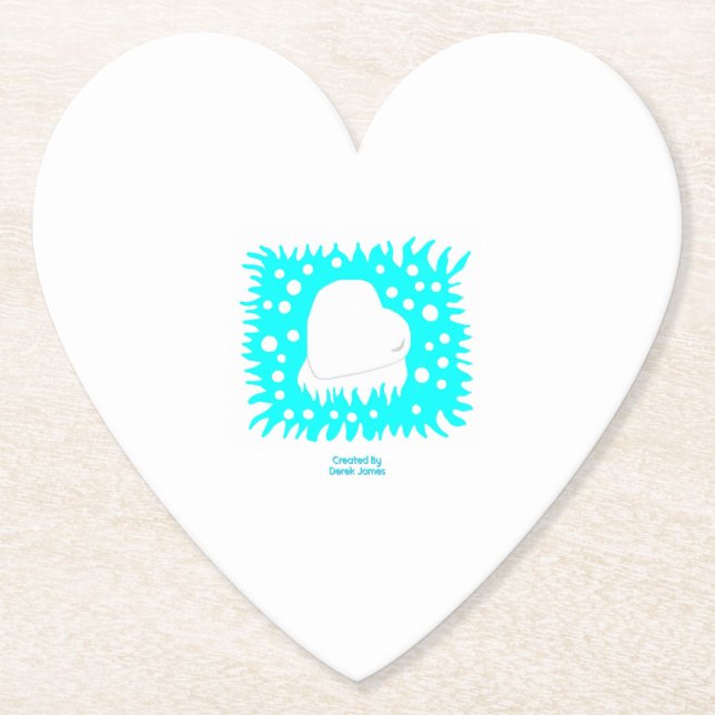 Winter Snow Heart Paper Heart Coaster (Front)