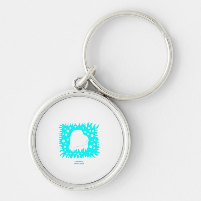 Winter Snow Heart Premium Round Keychain (Front)