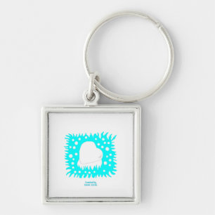 Winter Snow Heart Premium Square Keychain
