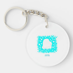 Winter Snow Heart Round Keychain