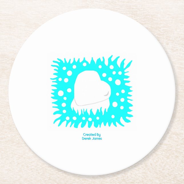 Winter Snow Heart Round Paper Coaster (Front)