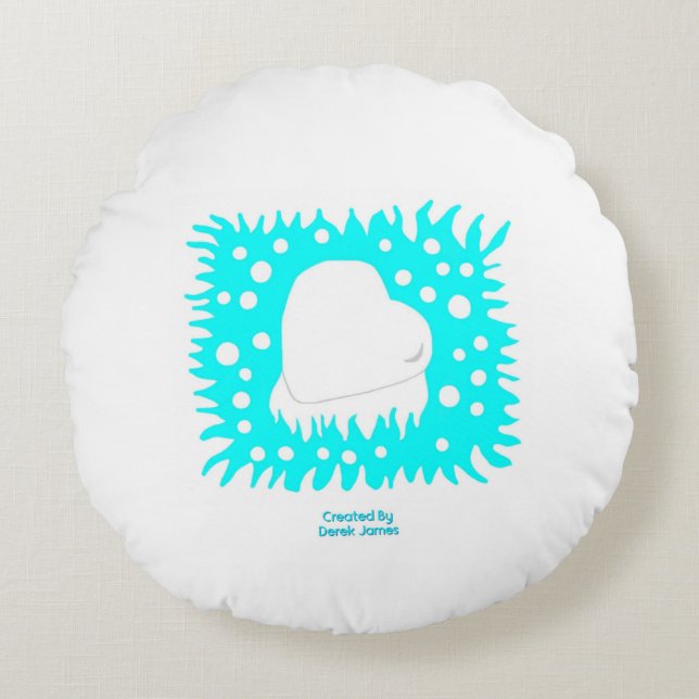 Winter Snow Heart Round Throw Pillow (Front)
