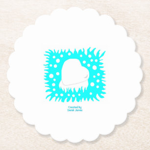 Winter Snow Heart Scalloped Round Paper Coaster