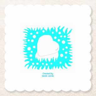 Winter Snow Heart Scalloped Square Paper Coaster