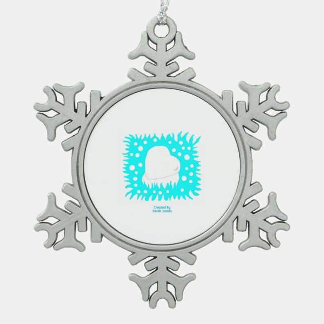 Winter Snow Heart Snowflake Ornament (Front)
