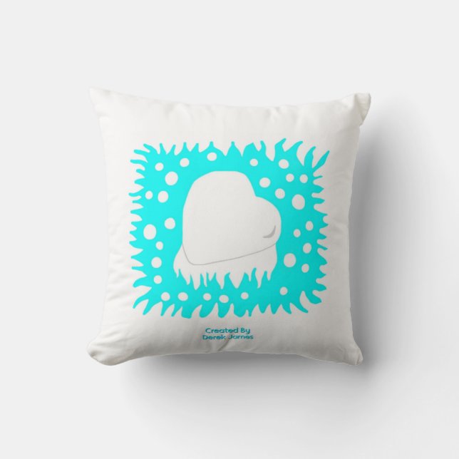 Winter Snow Heart Square Throw Pillow (Front)