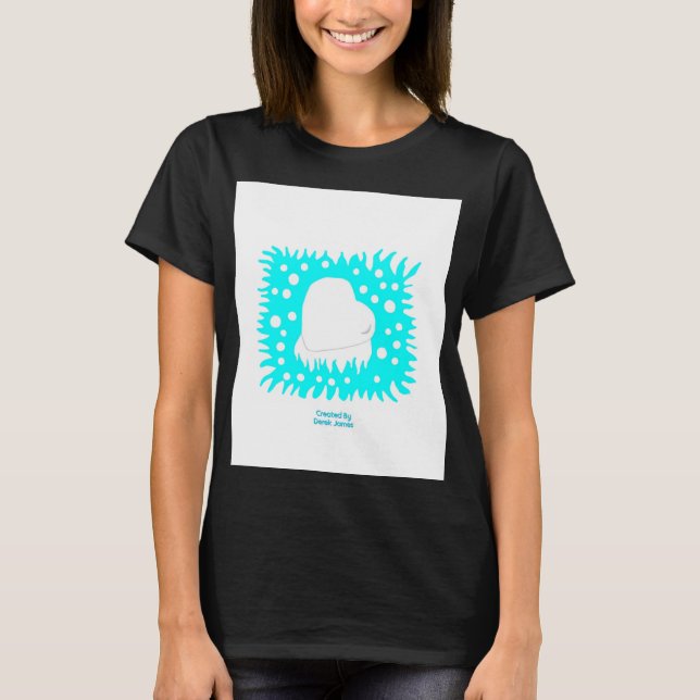 Winter Snow Heart Women's Black Basic T Shirt (Front)