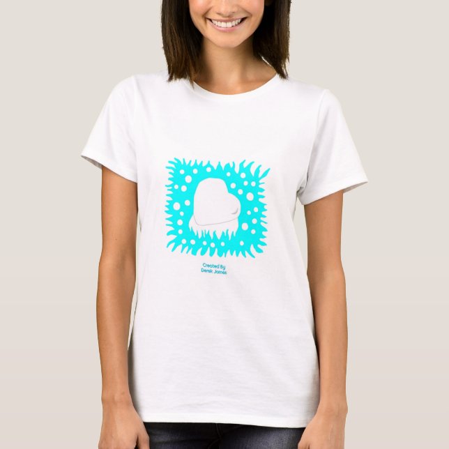 Winter Snow Heart Women's White Basic T Shirt (Front)