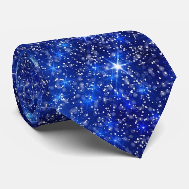 Winter Snow in Blue Men's Gift Neck Tie (Rolled)