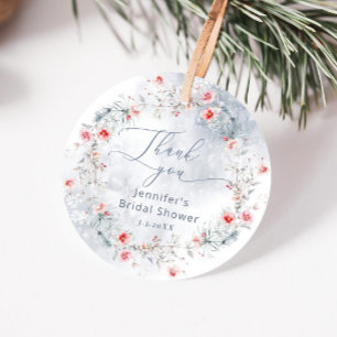 Winter Snow in Love bridal shower thank you Favour Tags