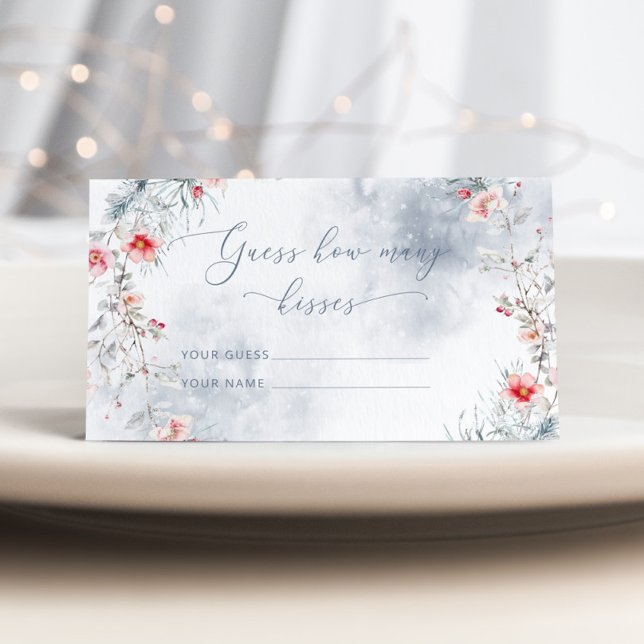 Winter Snow in Love guess how many kisses bridal Enclosure Card (Creator Uploaded)