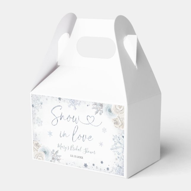 Winter Snow in Love Snowflake Bridal Shower Favor Box (Front Side)