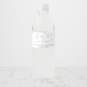 Winter Snow in Love Snowflake Bridal Shower Water Bottle Label
