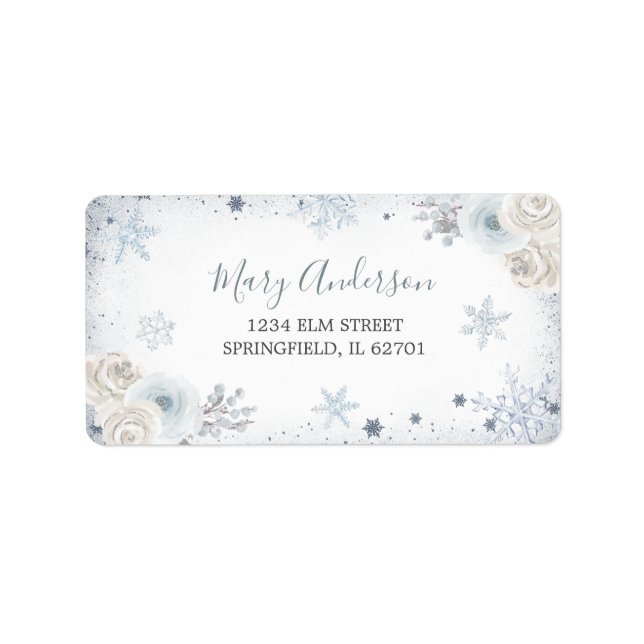 Winter Snow in Love Snowflake Shower Address Label (Front)