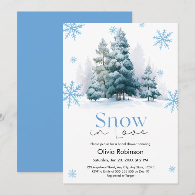 Winter Snow in Love Snowflakes Bridal Shower  Invitation (Front/Back)