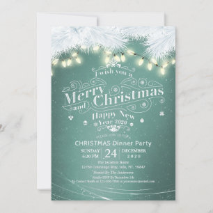 Winter Snow land Christmas & New Year Dinner Party Invitation