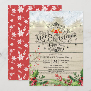 Winter Snow land Christmas & New Year Dinner Party Invitation