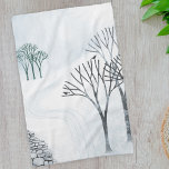 Winter Snow Landscape Art Kitchen Towel<br><div class="desc">A snowy winter landscape scene with trees and a dry stone wall.  Original art by Nic Squirrell.</div>