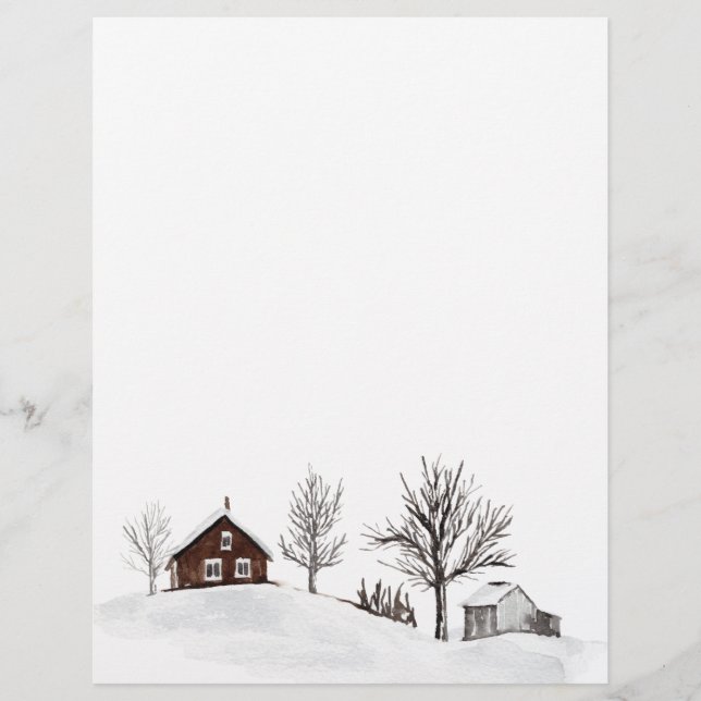 Winter Snow Landscape Deer Letterhead (Front)