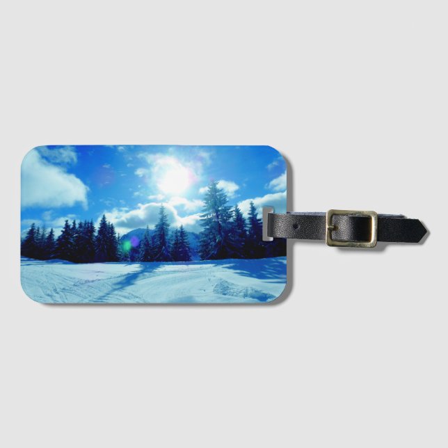 Winter snow landscape luggage tag (Front Horizontal)