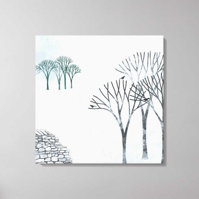 Winter Snow Landscape Painting Canvas Print (Front)