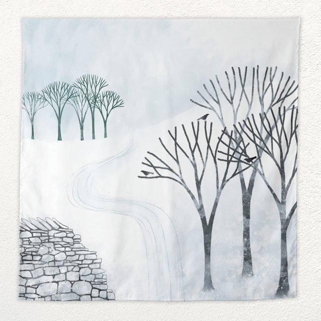 Winter Snow Landscape Painting Tapestry (Creator Uploaded)