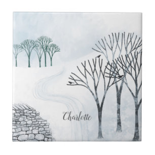 Winter Snow Landscape Personalized Tile