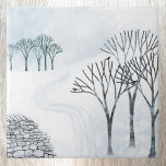 Winter Snow Landscape Tile<br><div class="desc">A snowy winter landscape scene with trees and a dry stone wall.  Brrr!  Original art by Nic Squirrell.</div>