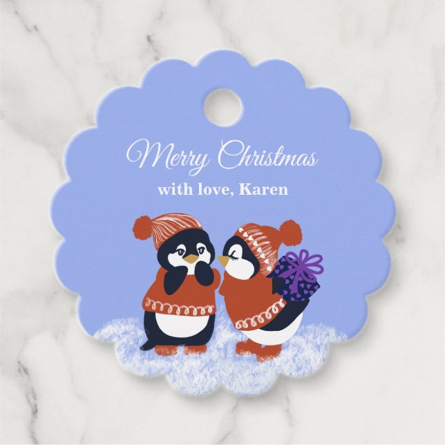 Winter Snow Merry Christmas Favour Tags (Front)