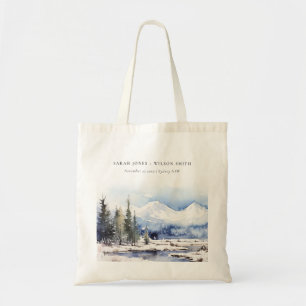 Winter Snow Mountain Ski Landscape Wedding Tote Bag