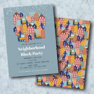 Winter Snow Neighborhood Block Party Invitation