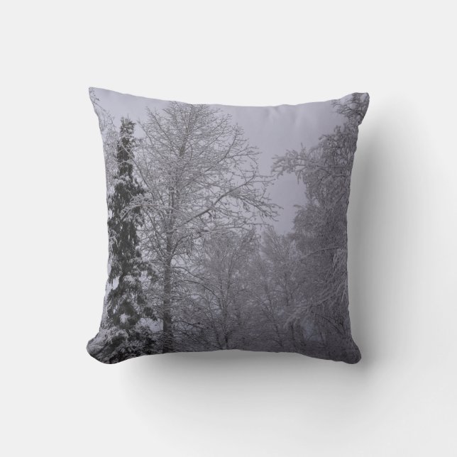 Winter Snow Park Snowfall Arctic Art Tree Branches Throw Pillow (Front)